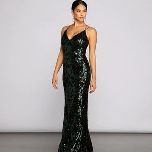 Formal Open Back Sequin Mermaid Dress